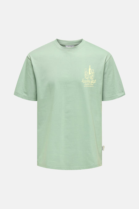 Groen T-shirt met korte mouwen van ONLY & SONS® met print van flessen, glazen en tekst.
