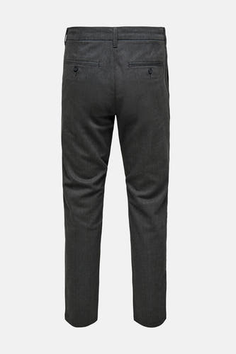Grijze broek van ONLY & SONS, met een subtiel visgraatmotief en achterzakken met knopen.