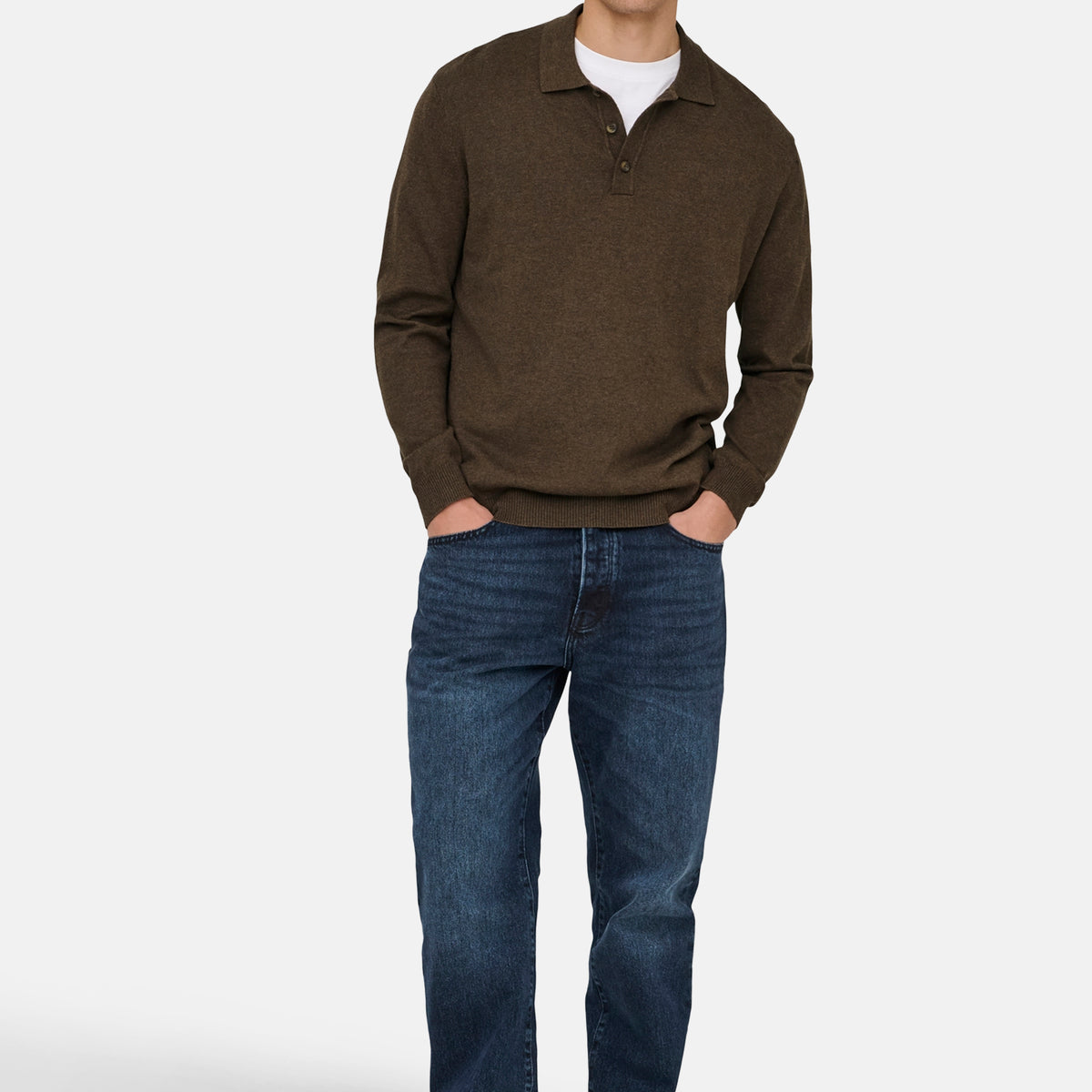 Hemden lange mouw bruin ONLY&SONS