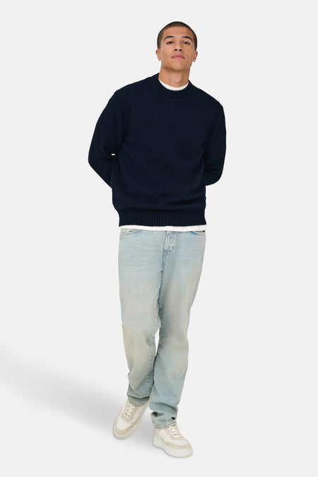 Pull met ronde hals - blauw