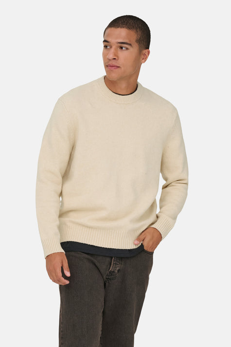 Pull met ronde hals - ecru