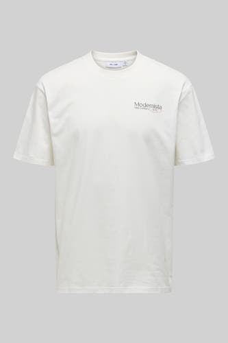 T-shirt blanc à manches courtes de ONLY & SONS, avec imprimé "Modernista Mid Century NYC".