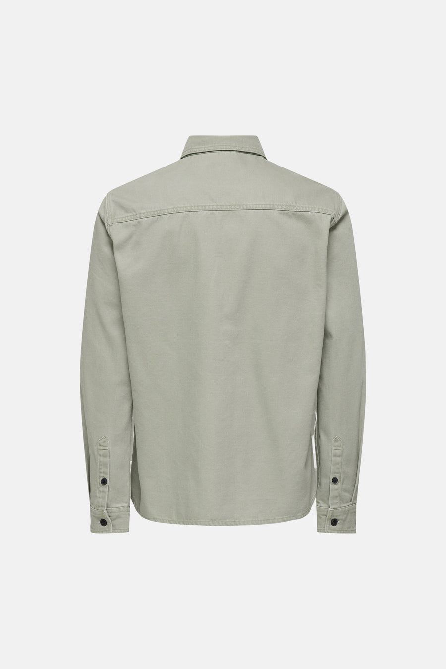 Chemise verte à manches longues ONLY & SONS®, vue de dos, avec poignets boutonnés et col classique.