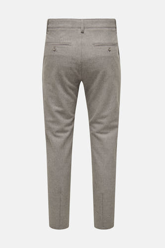 Beige broek van ONLY & SONS met achterzakken en knopen, effen kleur.
