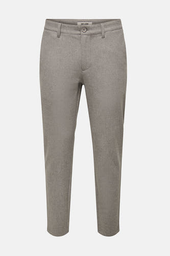 Beige broek van ONLY & SONS, effen van kleur, met een korte pijplengte.
