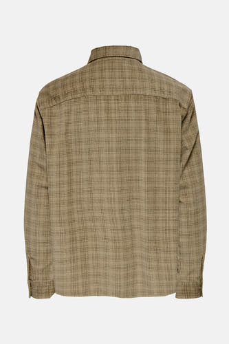 Beige overhemd met lange mouwen van ONLY & SONS, met een subtiel ruitpatroon en een klassieke kraag op de rug.
