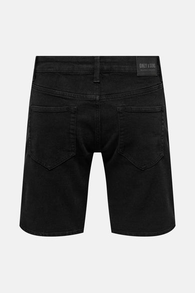 Zwarte short van ONLY & SONS, met achterzakken en subtiele stiksels.