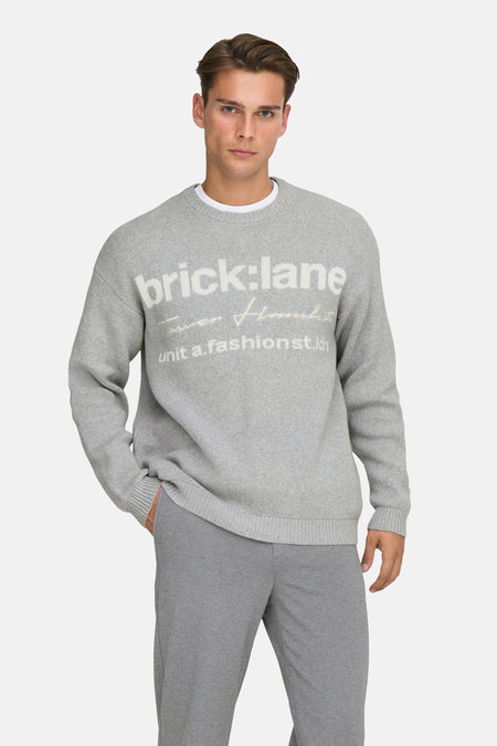 Pull met ronde hals - grijs