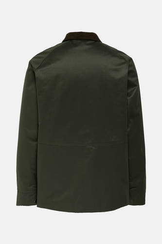 Groene lange jas van ONLY & SONS, met een bruine kraag.