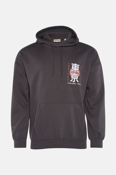 Pull gris à capuche ONLY & SONS®, avec des manches longues et une poche kangourou.