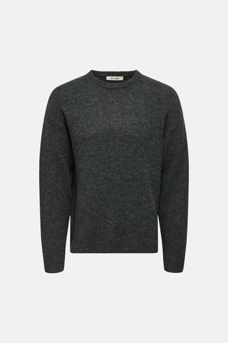 Sweat-shirt gris avec col rond de ONLY & SONS, tricoté fin et lisse.