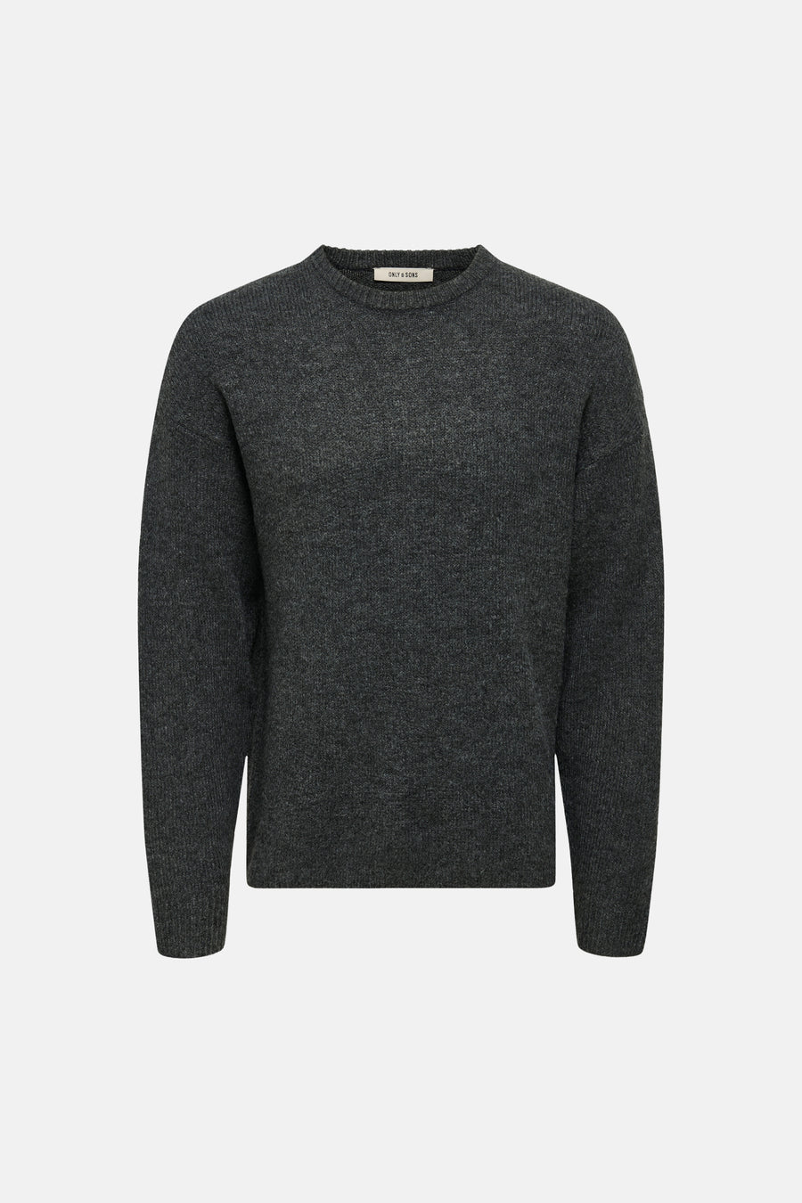 Sweat-shirt gris avec col rond de ONLY & SONS, tricoté fin et lisse.