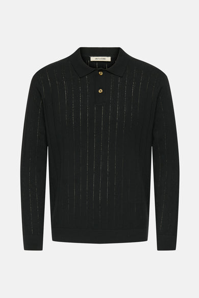 Zwarte trui van ONLY & SONS® met lange mouwen en een gestreept patroon.