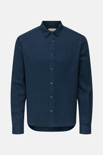 Blauw overhemd met lange mouwen van ONLY & SONS, met knoopsluiting en een gestructureerde textuur.