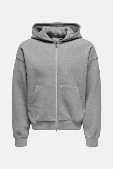 Grijs vest van ONLY & SONS met een ritssluiting en capuchon.