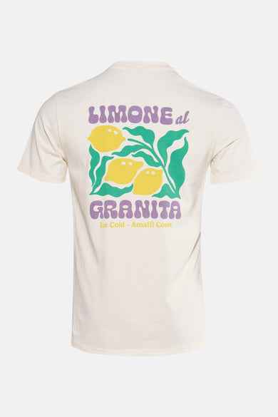 Geel T-shirt met korte mouwen van ONLY & SONS, met grafische print van citroenen op de rug.

