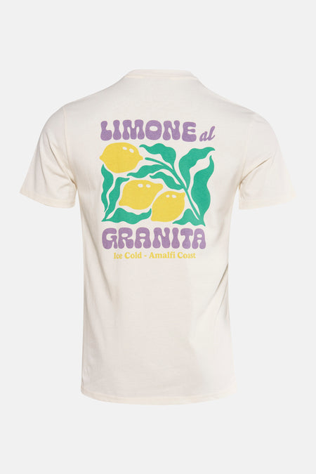 Geel T-shirt met korte mouwen van ONLY & SONS, met grafische print van citroenen op de rug.
