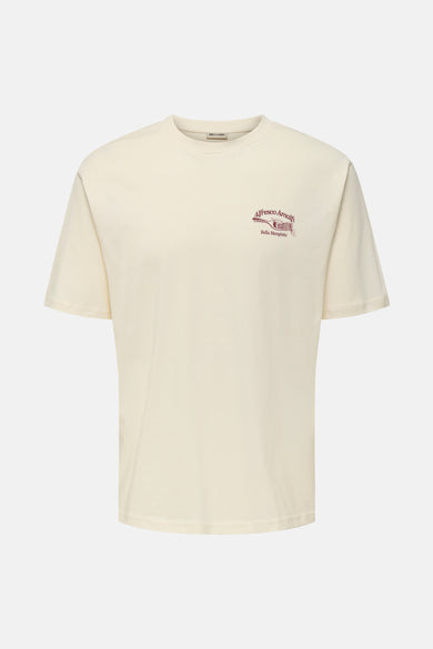 T-shirt écru à manches courtes de ONLY & SONS, avec une petite impression sur la poitrine.