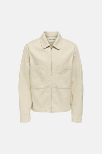 Ecru jeansjas van ONLY & SONS, met lange mouwen en twee borstzakken.