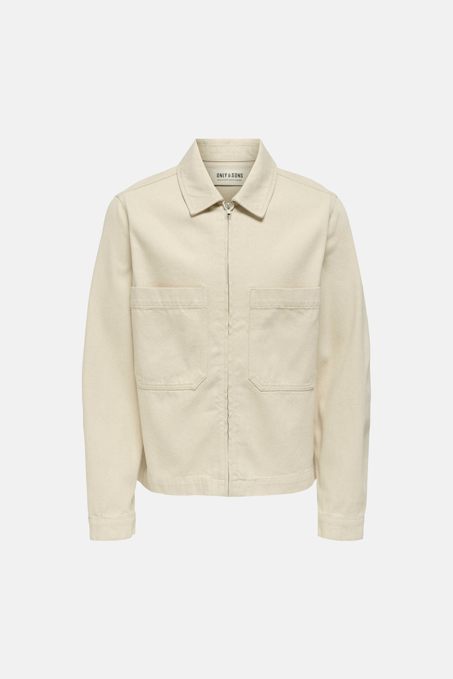 Ecru jeansjas van ONLY & SONS, met lange mouwen en twee borstzakken.