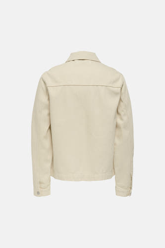 Ecru jeansjas van ONLY & SONS, met knoopsluiting en rechte pasvorm, gezien van achteren.