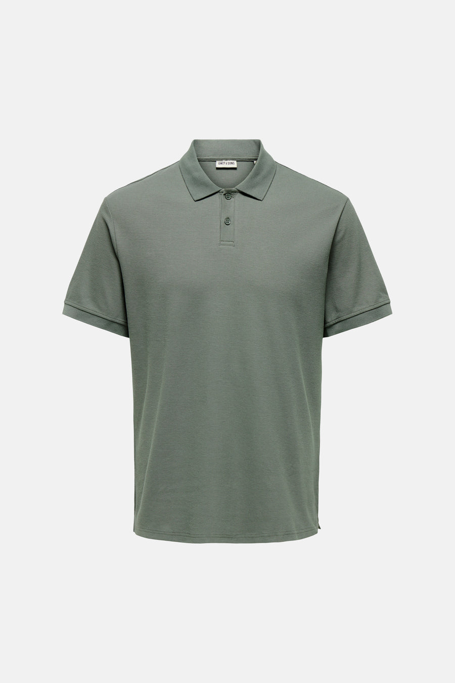 Groene polo met ribstructuur van ONLY & SONS®, vooraanzicht, korte mouwen, knoopsluiting