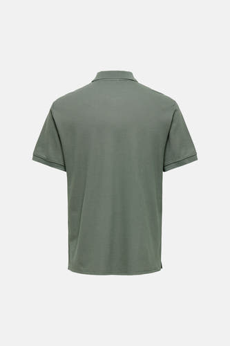 Groene polo van ONLY & SONS®, achterkant, korte mouwen, ribbelstructuur, eenvoudig design