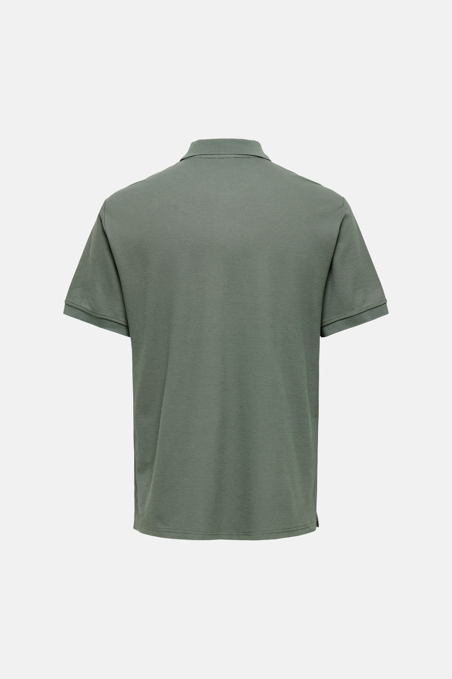Groene polo van ONLY & SONS®, achterkant, korte mouwen, ribbelstructuur, eenvoudig design
