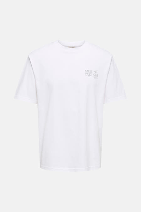 Wit T-shirt met korte mouwen van ONLY & SONS, met een subtiele tekstprint.