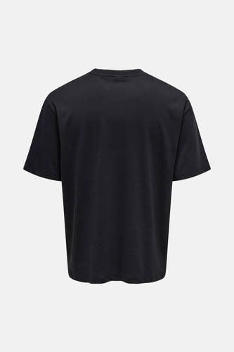 T-shirt noir à manches courtes de ONLY & SONS®, vu de l'arrière, tissu uni.
