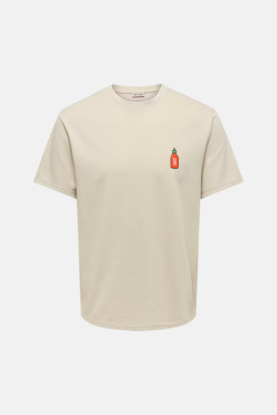 T-shirt beige à manches courtes ONLY & SONS®, dos uni avec col rond.