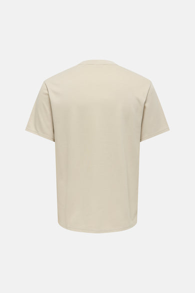 Beige T-shirt met korte mouwen van ONLY & SONS®, glad achteraanzicht met ronde hals.
