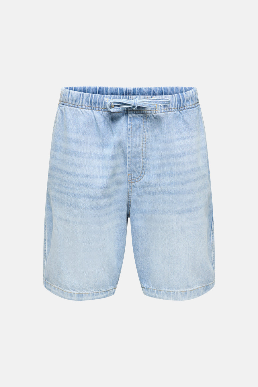 Short en jean en denim bleu clair de ONLY & SONS, avec taille élastique et cordon de serrage.