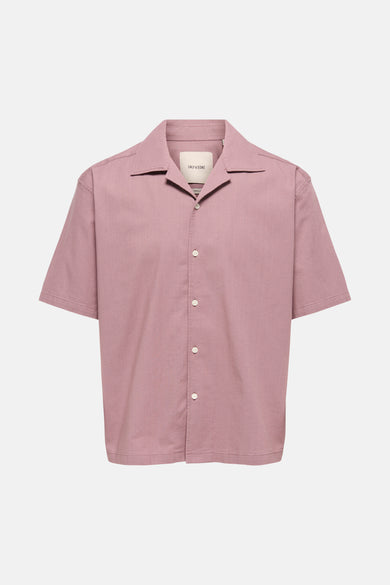 Chemise rose à manches courtes ONLY & SONS, unie et à col classique, vue de dos.