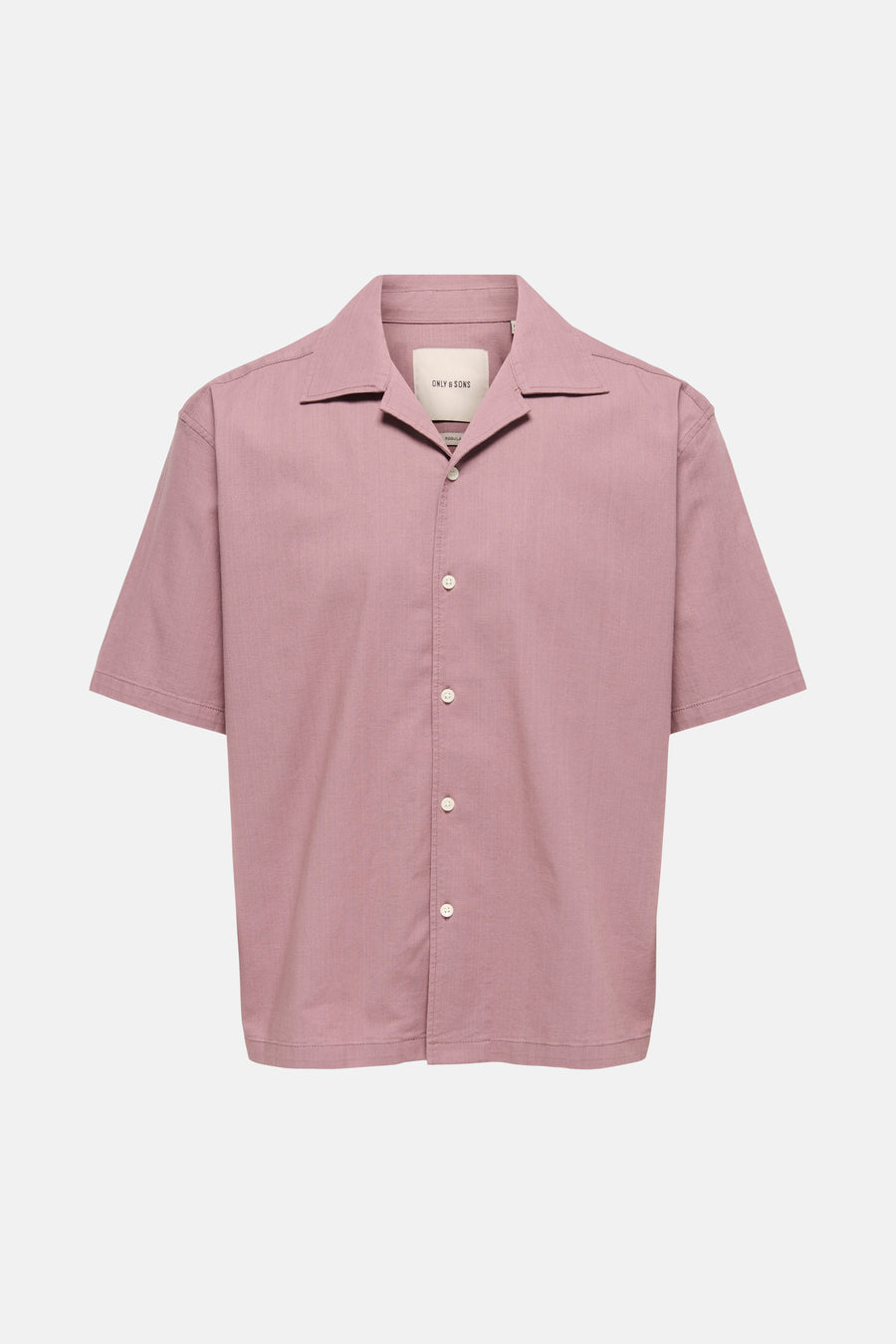 Chemise rose à manches courtes ONLY & SONS, unie et à col classique, vue de dos.