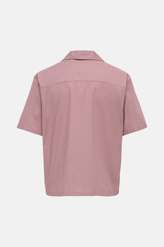 Roze overhemd met korte mouwen van ONLY & SONS, effen en met een klassieke kraag, gezien van achteren.