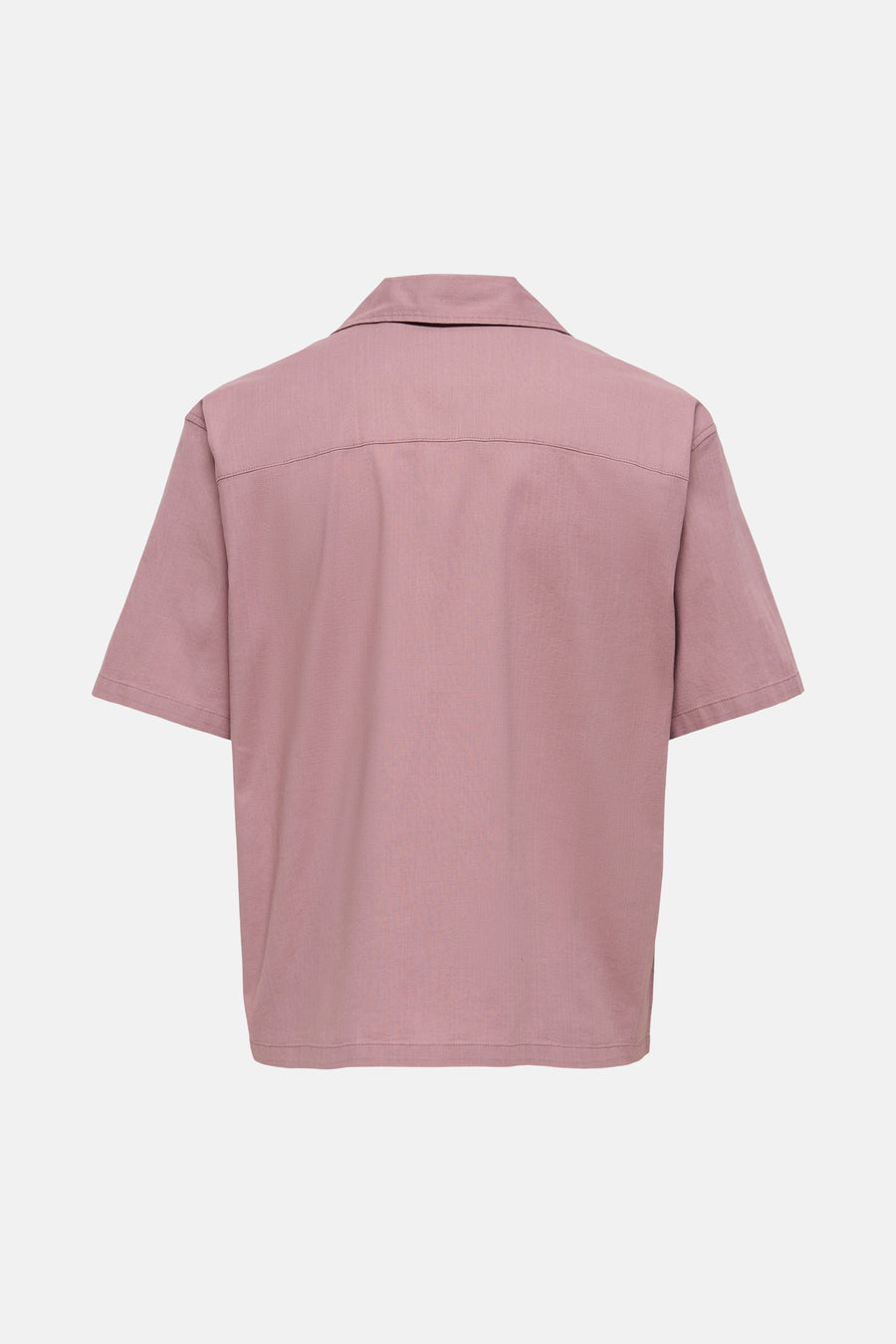 Roze overhemd met korte mouwen van ONLY & SONS, effen en met een klassieke kraag, gezien van achteren.