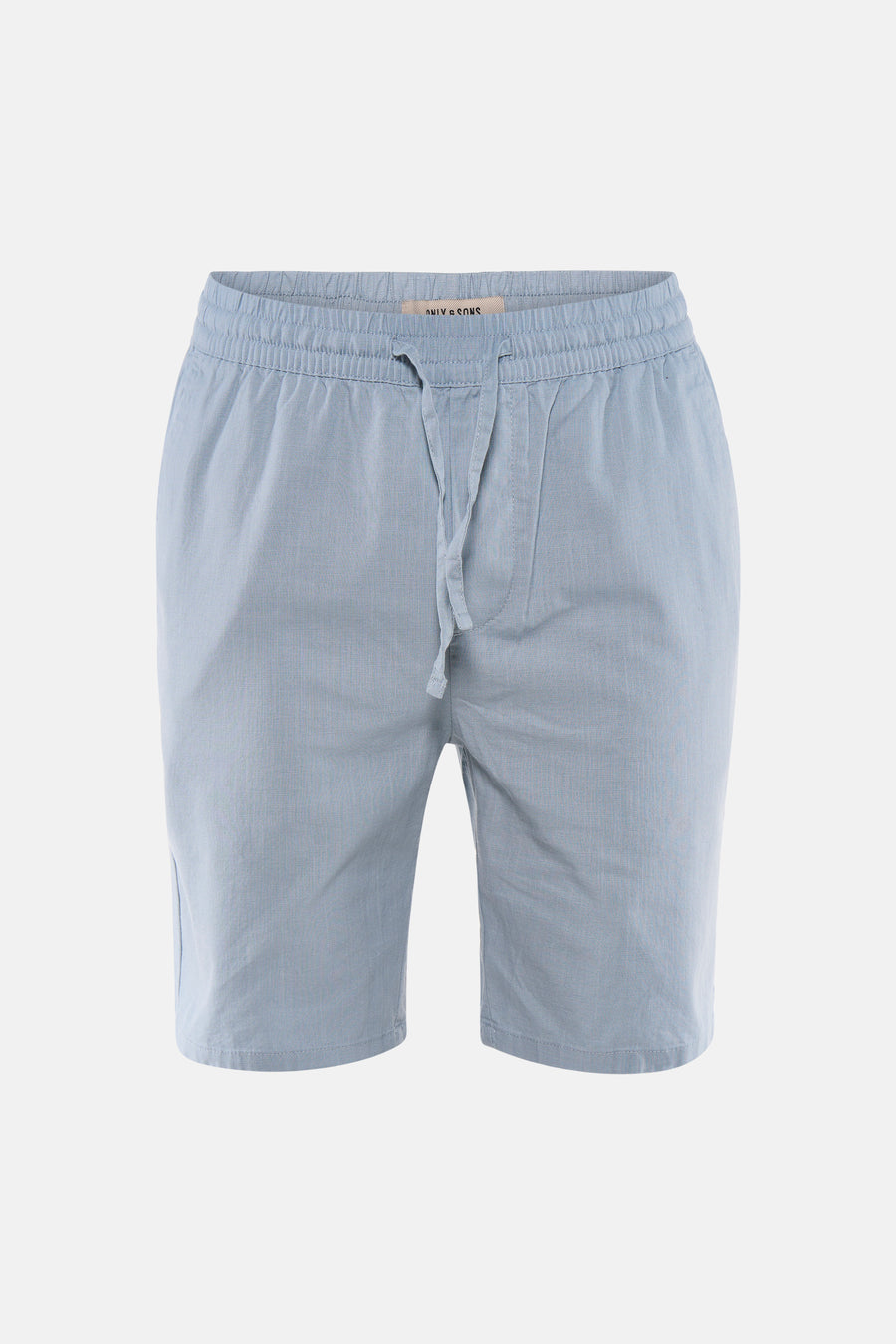 Blauwe short van ONLY & SONS met elastische tailleband, trekkoord en geweven textuur.
