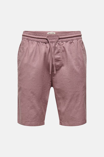 Roze short van ONLY & SONS, met elastische tailleband en trekkoord.
