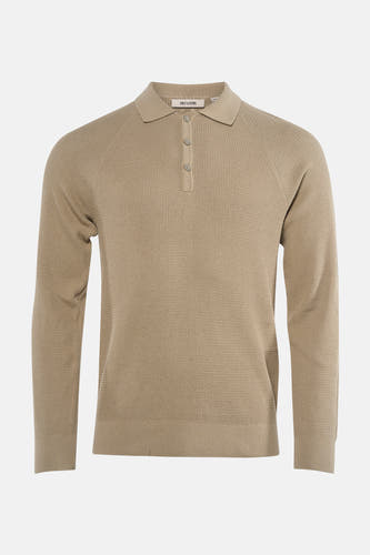 Beige trui van ONLY & SONS met lange mouwen en knoopsluiting, met een subtiele geweven textuur.
