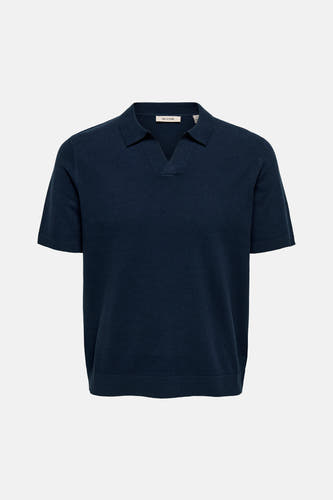 Pull bleu à col en V de ONLY & SONS, uni tricoté et à manches courtes.