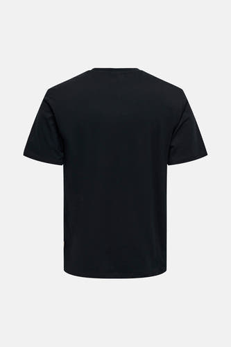 T-shirt noir à manches courtes de ONLY & SONS®, dos uni sur un fond clair.