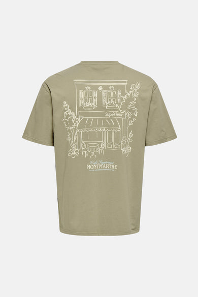T-shirt met korte mouwen van ONLY & SONS®, met een witte café print op de rug.