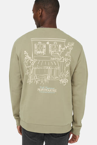 Pull beige à col rond ONLY & SONS®, avec un imprimé graphique au dos.