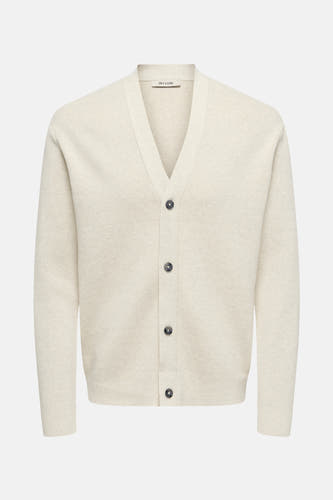 Gilet écru de ONLY & SONS, avec fermeture à boutons, fine texture.