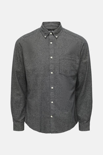 Grijs heren overhemd met lange mouwen van ONLY & SONS, met een borstzak en knoopsluiting.