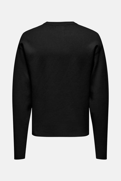 Pull-over noir avec col rond de ONLY & SONS, tissu uni.