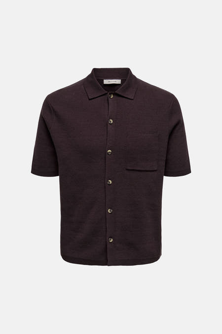 Pull marron ONLY & SONS® à manches courtes et texture tricotée fine, dos.