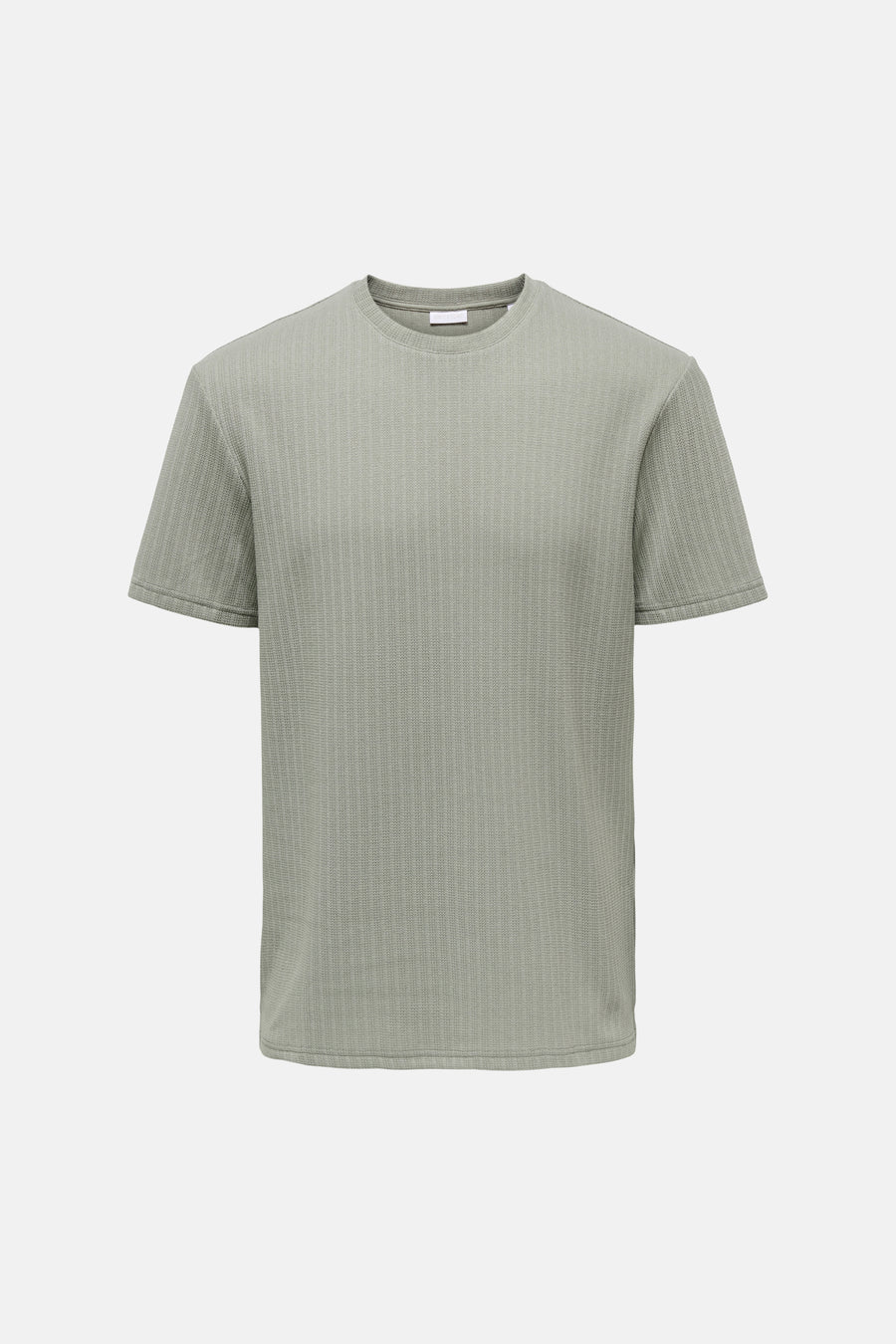 T-shirt vert à manches courtes en tissu texturé avec col rond de ONLY & SONS®.