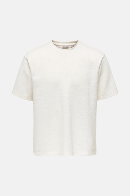 Wit T-shirt met korte mouwen van ONLY & SONS®, met ronde hals en gestructureerde stof.